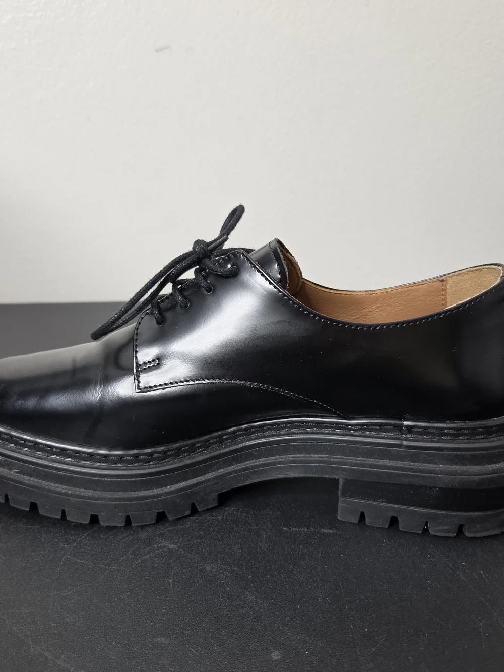 Bobbies Paris Chunky Oxford Black Leather Shoes